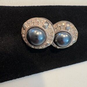 Carolee Silver and Black Stud Earrings